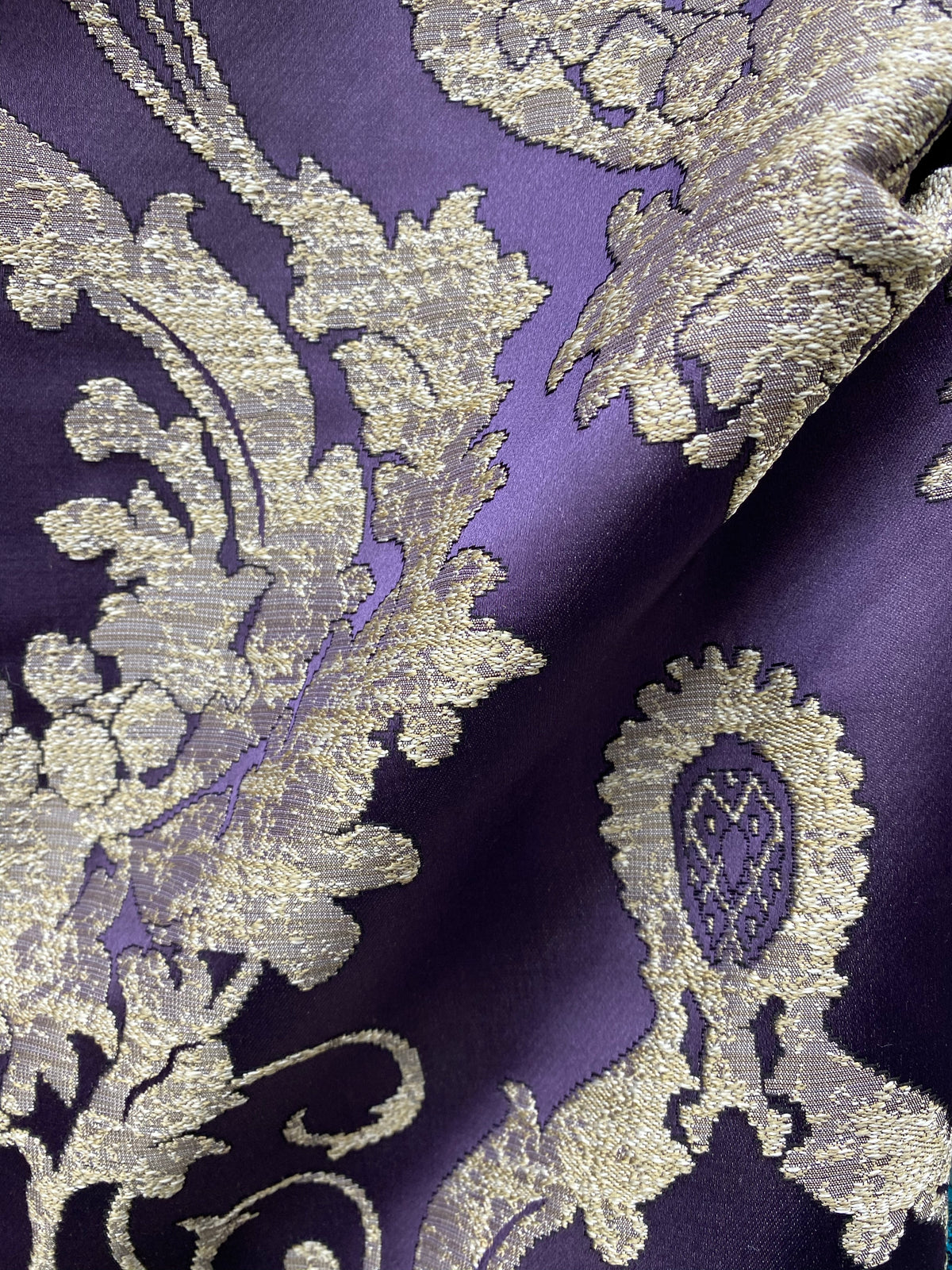 NEW Lord Tustin Brocade Upholstery & Drapery Satin Damask Fabric - Purple - Fancy Styles Fabric Pierre Frey Lee Jofa Brunschwig & Fils