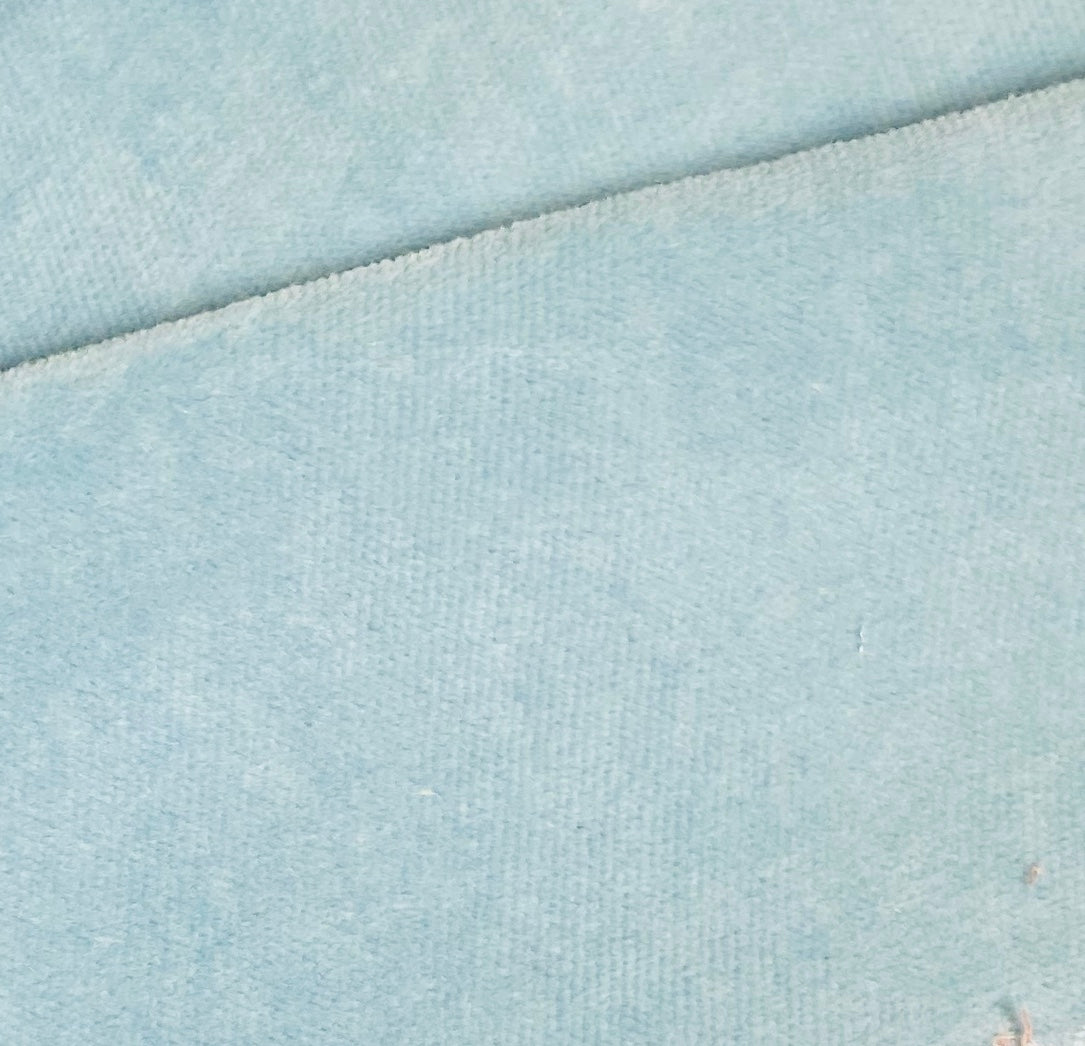 NEW! Princess Piama - Made in England- Soft Solid Cotton Blend Velvet Fabric in Sky Blue - Fancy Styles Fabric Pierre Frey Lee Jofa Brunschwig & Fils