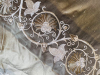 NEW Duchess Jezebel 100% Silk Taffeta Embroidered Scroll Stripe Floral Motif (no satin ribbon stripe) Old Gold - Fancy Styles Fabric Pierre Frey Lee Jofa Brunschwig & Fils