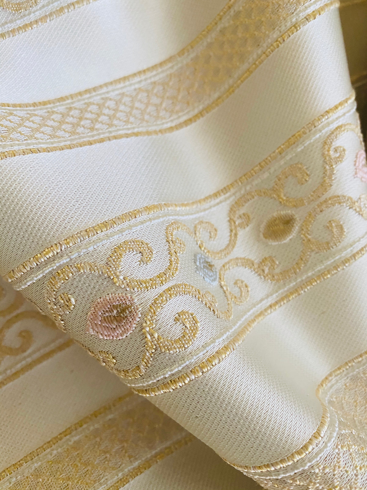 NEW Princess Avery Novelty Ritz Neoclassical Brocade Striped Satin Fabric - Louis Cream White - Fancy Styles Fabric Pierre Frey Lee Jofa Brunschwig & Fils