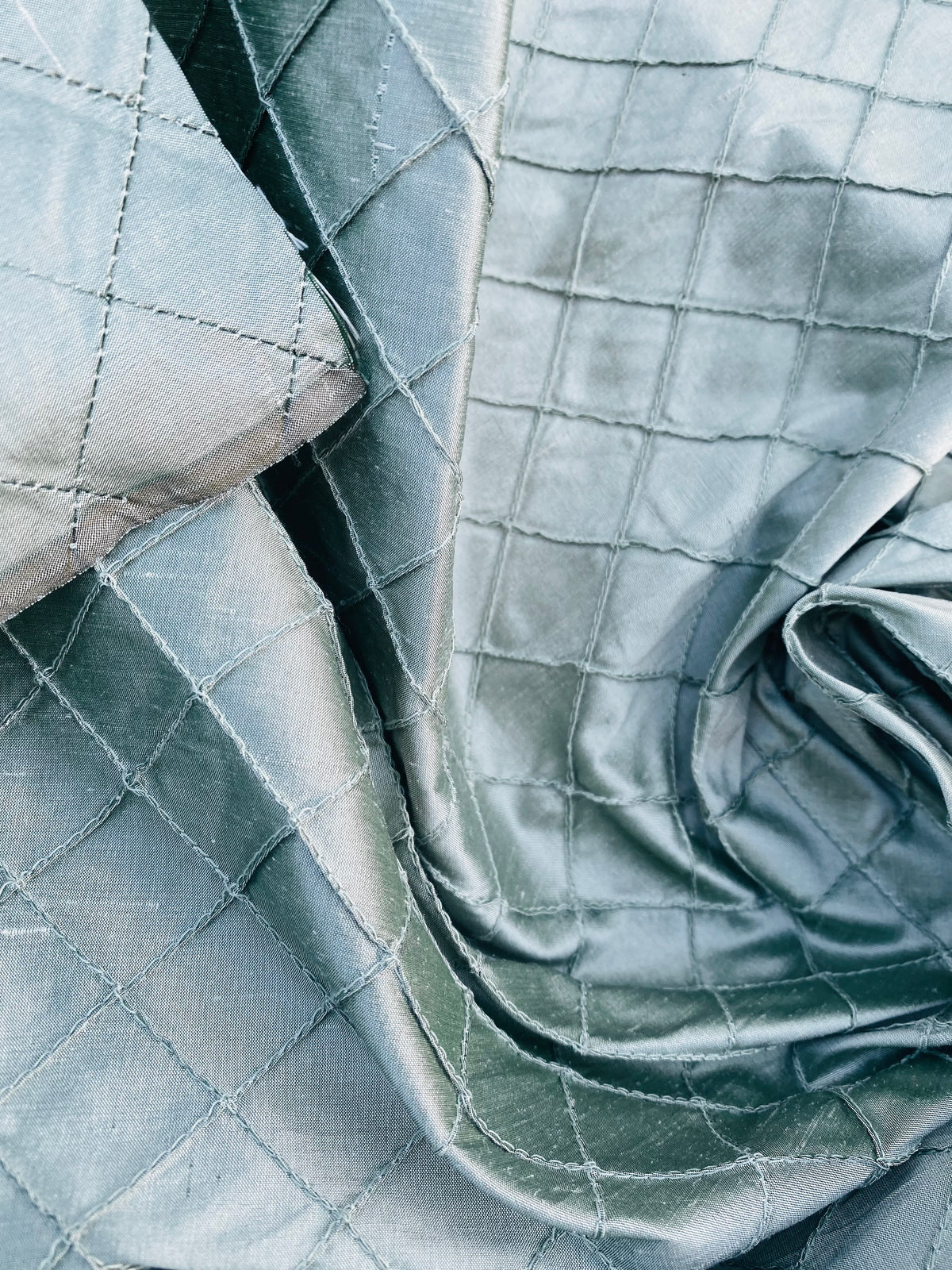 NEW Lady Morgan 100% Silk Dupioni with Pintuck Diamond Motif Fabric in Real Duck Egg SB_5_30 - Fancy Styles Fabric Pierre Frey Lee Jofa Brunschwig & Fils