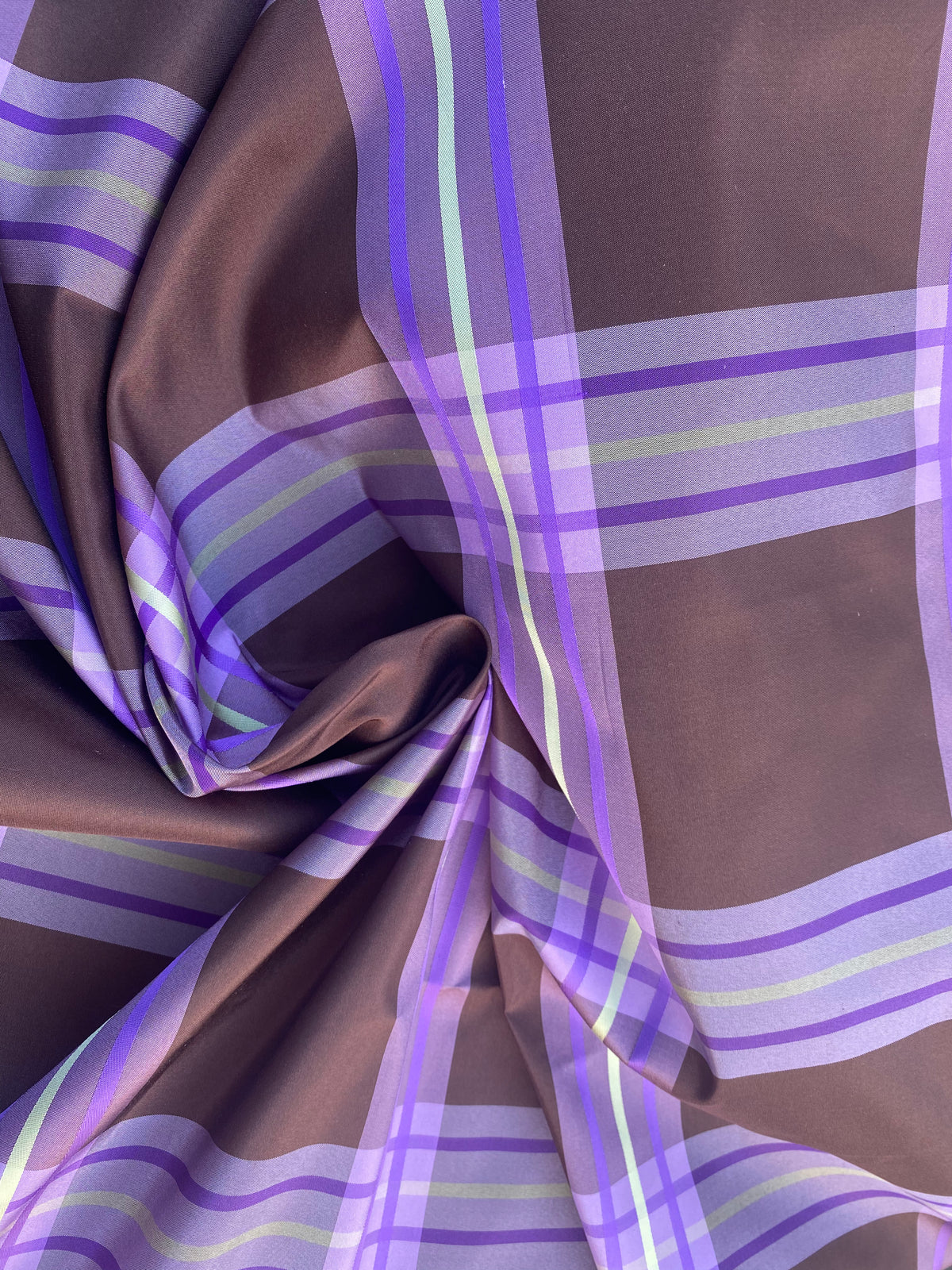 NEW Lady Alexandra 100% Silk Taffeta Brown Purple Plaid Tartan Fabric SB_1_14 - Fancy Styles Fabric Pierre Frey Lee Jofa Brunschwig & Fils