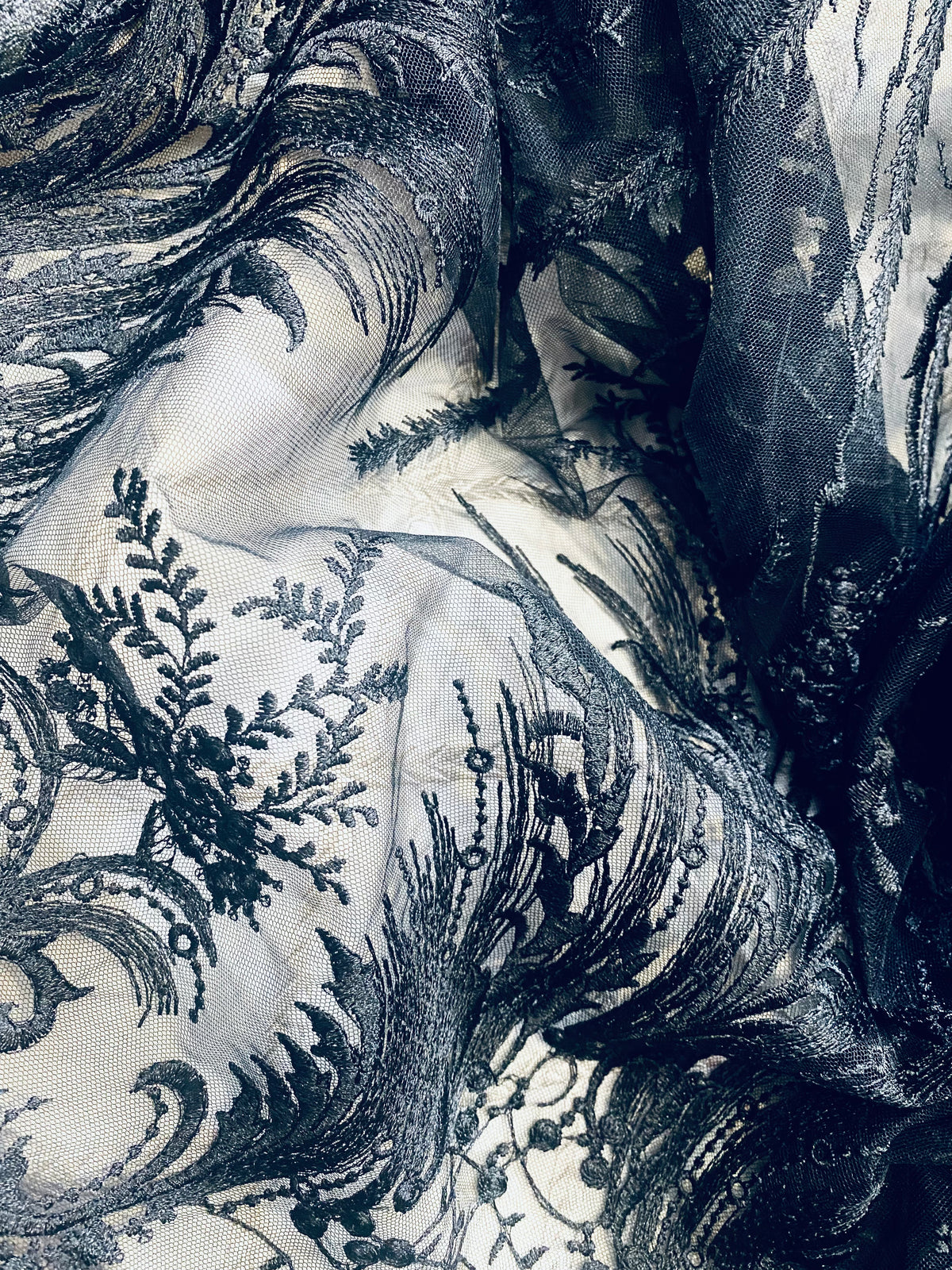 NEW Lady Keala French Novelty Lace Mesh Fabric- Black - Fancy Styles Fabric Pierre Frey Lee Jofa Brunschwig & Fils