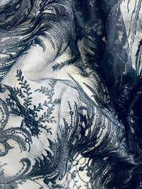 NEW Lady Keala French Novelty Lace Mesh Fabric- Black - Fancy Styles Fabric Pierre Frey Lee Jofa Brunschwig & Fils