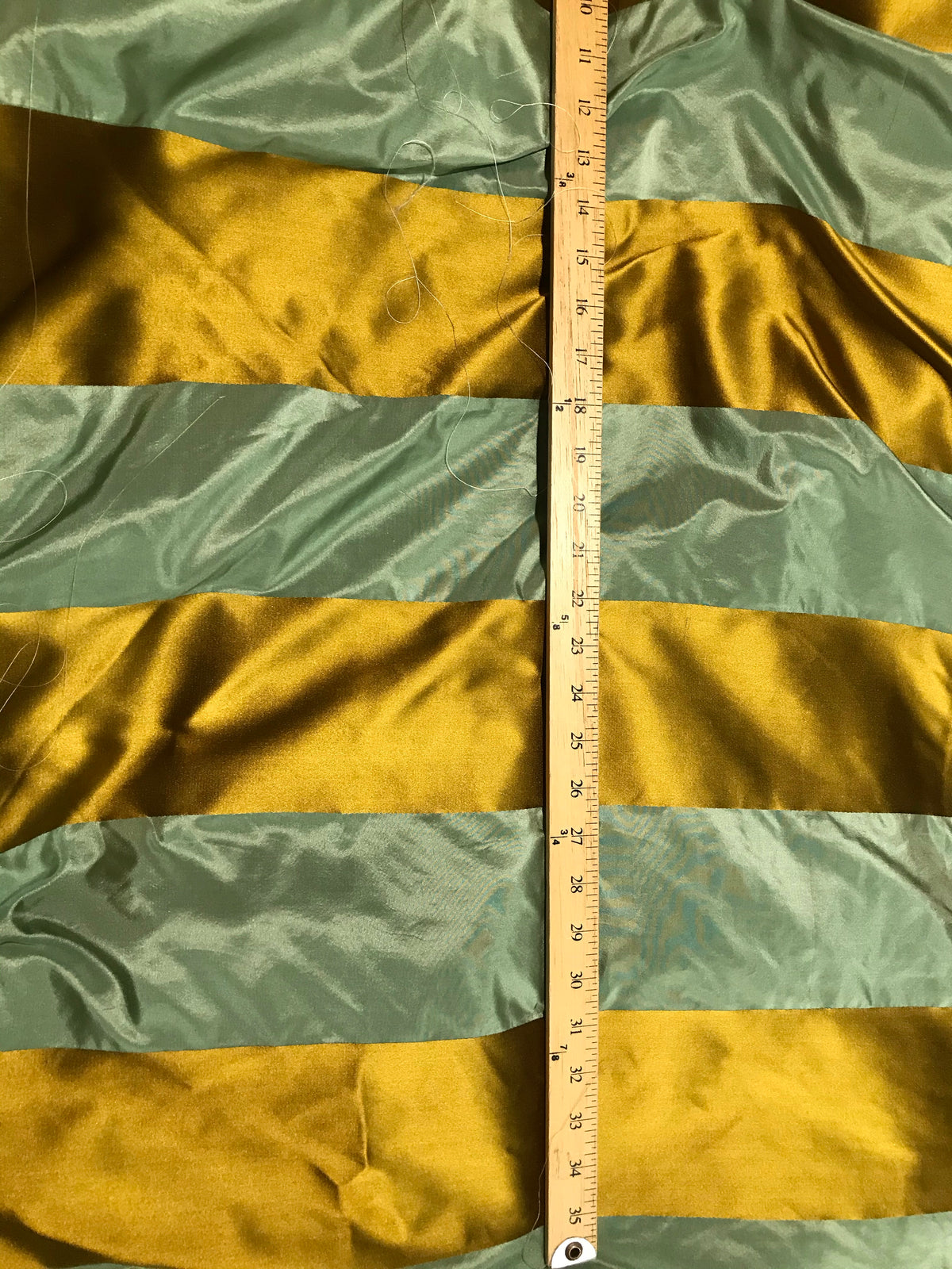 NEW Duchess Zoey Designer 100% Silk Taffeta Dupioni Stripes Fabric - Light Teal & Gold BTY - Fancy Styles Fabric Pierre Frey Lee Jofa Brunschwig & Fils