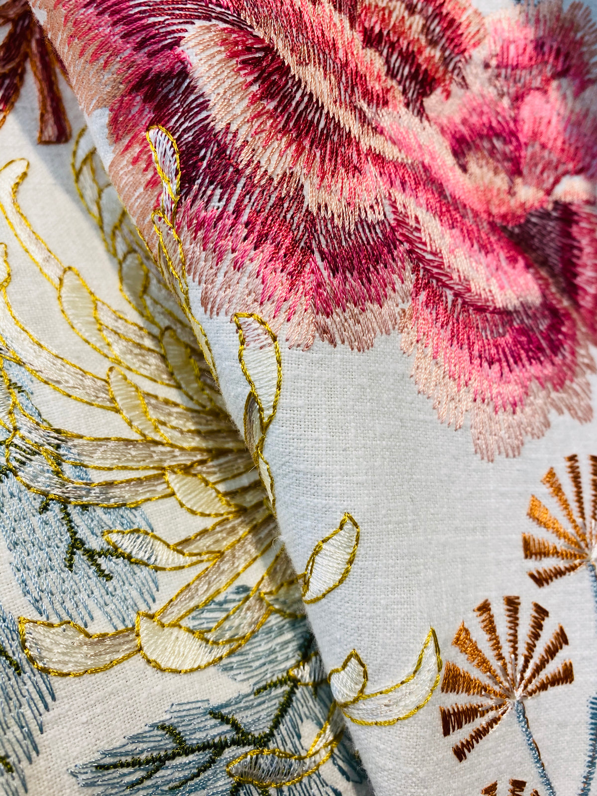 NEW! Lady Larissa Novelty Floral Embroidery Upholstery & Decorating Fabric - Fancy Styles Fabric Pierre Frey Lee Jofa Brunschwig & Fils
