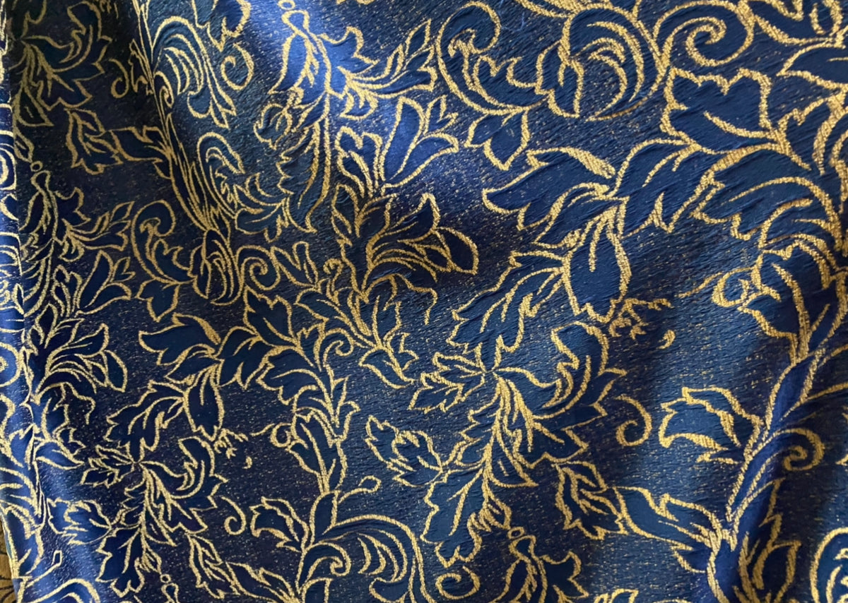 NEW Designer Velvet Chenille Burnout Upholstery Fabric - Blue & Peach- Upholstery - Fancy Styles Fabric Pierre Frey Lee Jofa Brunschwig & Fils