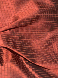 NEW Duchess Jenna 100% Silk Taffeta Fabric- Burnt Cranberry with Embroidered Squares- SB_6_3 - Fancy Styles Fabric Pierre Frey Lee Jofa Brunschwig & Fils