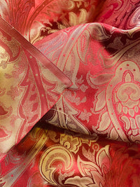 NEW Lord Mathias 100% Silk Taffeta Jacquard Floral Fabric - Red and Gold - Fancy Styles Fabric Pierre Frey Lee Jofa Brunschwig & Fils