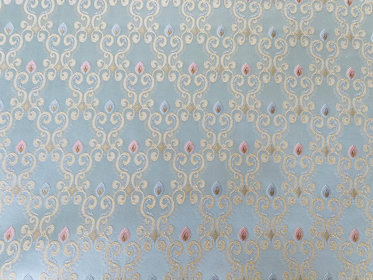 NEW Queen Chantal Novelty Ritz Neoclassical Brocade Dot Satin Fabric - Louis Blue - Fancy Styles Fabric Pierre Frey Lee Jofa Brunschwig & Fils