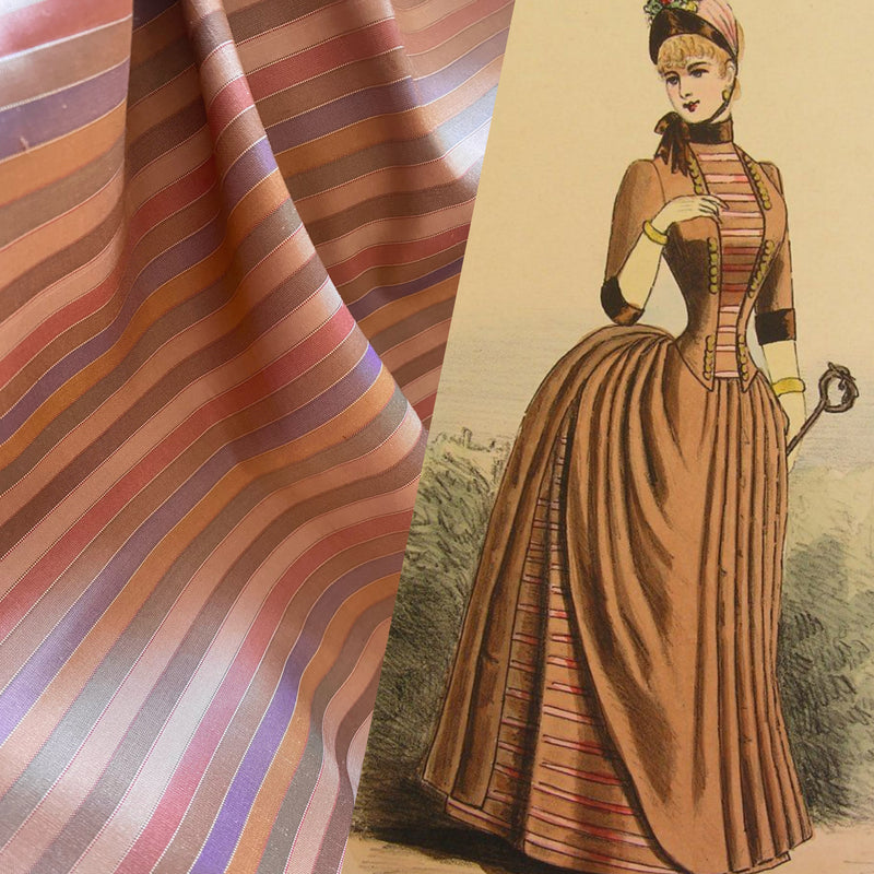 NEW Duchess Roxanne 100% Silk Taffeta - Rose Gold Stripes SB_1_57