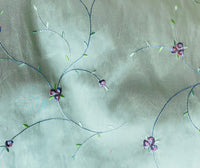 NEW Miss Jessica Designer 100% Silk Dupioni in Dusty Pistachio with Floral Embroidery- SB_3_6 - Fancy Styles Fabric Pierre Frey Lee Jofa Brunschwig & Fils