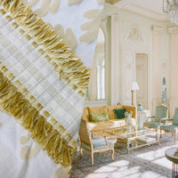 NEW Queen Dalia Italian Novelty Neoclassical Tassel Medallion Fabric - Parchment - Fancy Styles Fabric Pierre Frey Lee Jofa Brunschwig & Fils