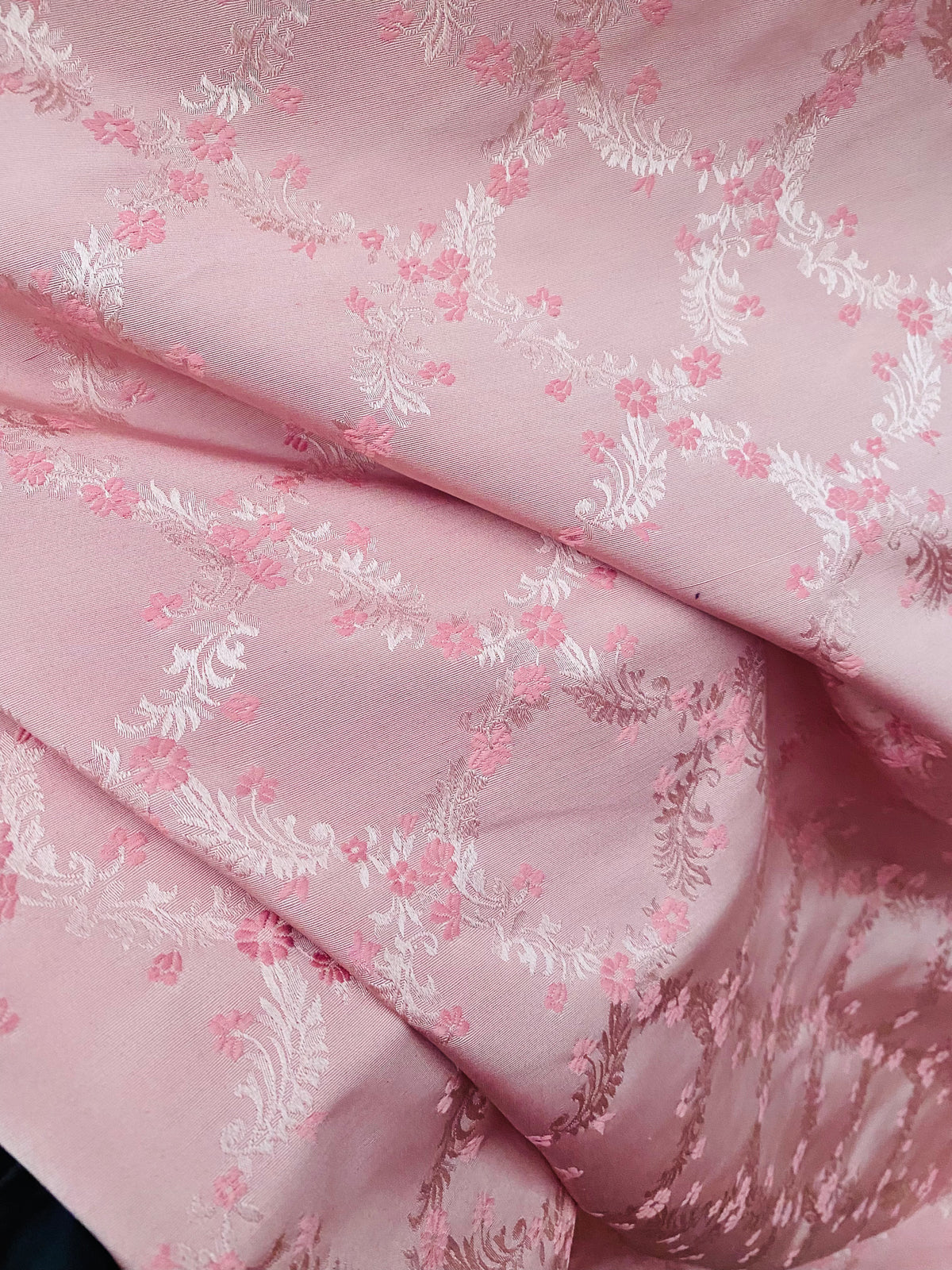 NEW Queen of Dublin Novelty Floral Embroidered 100% Silk Fabric in Pink - Fancy Styles Fabric Pierre Frey Lee Jofa Brunschwig & Fils