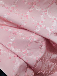 NEW Queen of Dublin Novelty Floral Embroidered 100% Silk Fabric in Pink - Fancy Styles Fabric Pierre Frey Lee Jofa Brunschwig & Fils