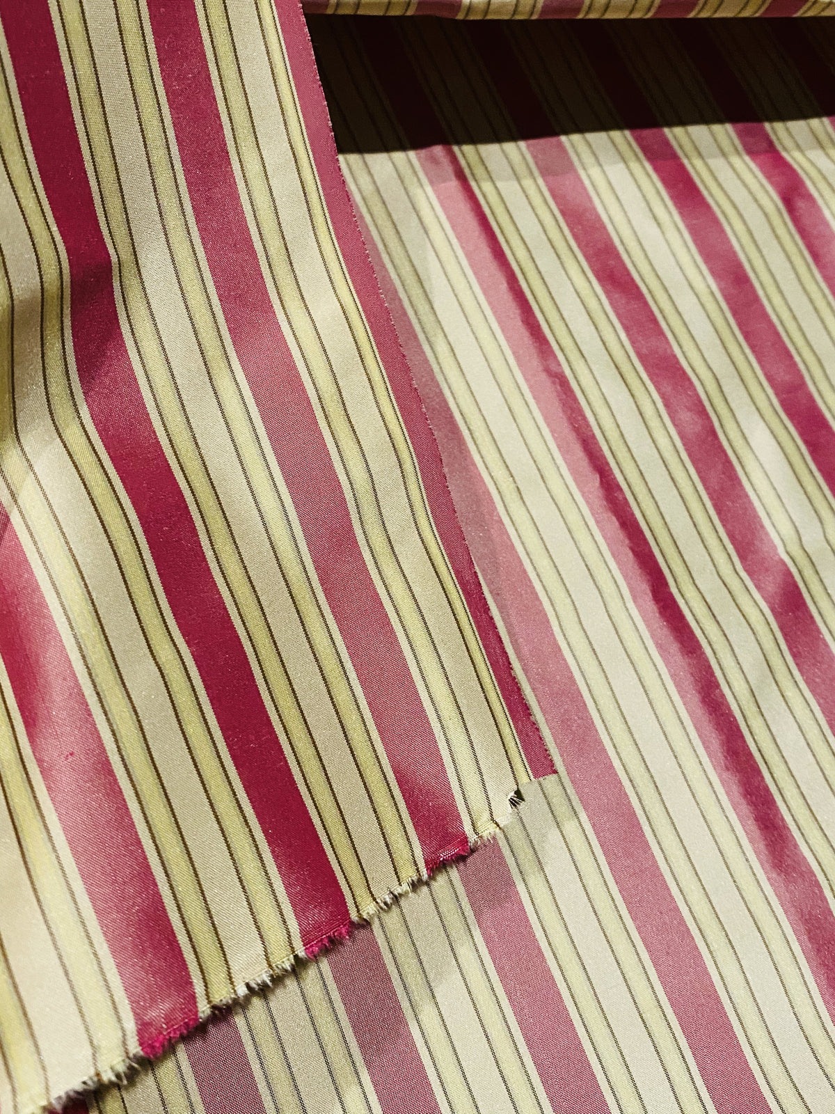 NEW! Lady Danica 100% Silk Taffeta 1/2” Striped Fabric - Pink - Fancy Styles Fabric Pierre Frey Lee Jofa Brunschwig & Fils