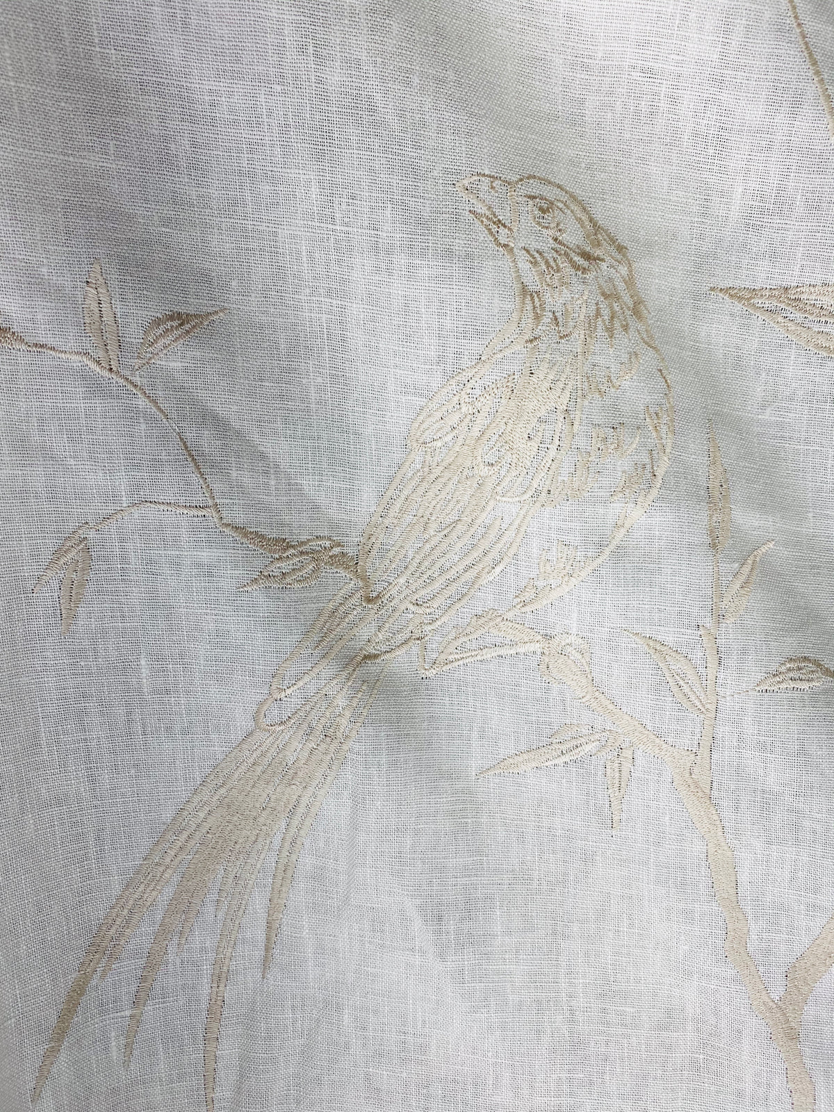 NEW! Miss Carolina Novelty Crewel Birds Floral Embroidery Linen Inspired Fabric - Fancy Styles Fabric Pierre Frey Lee Jofa Brunschwig & Fils