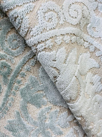 NEW! Sir Sanders Novelty Burnout Medallion Chenille Velvet Fabric - Light Aqua Blue- Upholstery - Fancy Styles Fabric Pierre Frey Lee Jofa Brunschwig & Fils