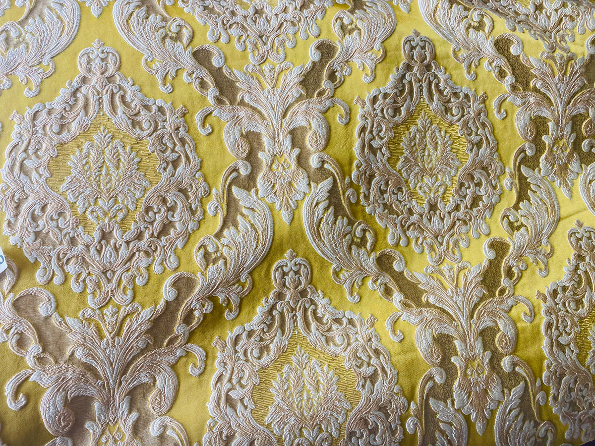 NEW Queen Marianna Novelty Ritz Neoclassical Brocade Satin Fabric -Yellow - Fancy Styles Fabric Pierre Frey Lee Jofa Brunschwig & Fils