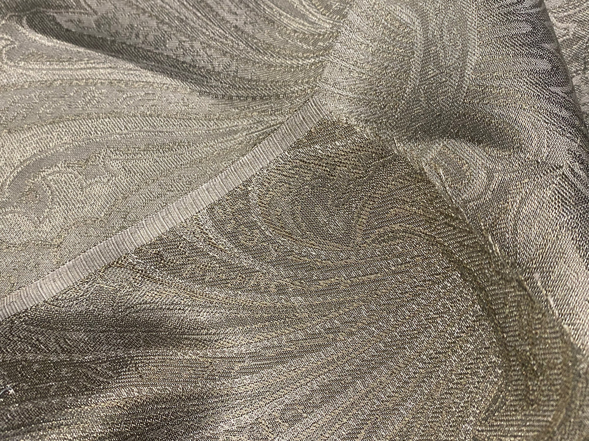 NEW Queen Lita 100% Silk Jacquard Lightweight Paisley Fabric - Grey- SB_8_4 - Fancy Styles Fabric Pierre Frey Lee Jofa Brunschwig & Fils