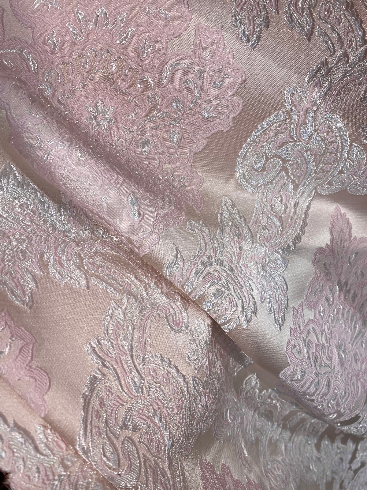 NEW King Rufus Brocade Satin Damask Decorating & Upholstery Fabric- Antique Pink - Fancy Styles Fabric Pierre Frey Lee Jofa Brunschwig & Fils
