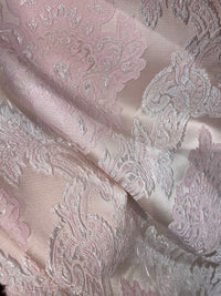 NEW King Rufus Brocade Satin Damask Decorating & Upholstery Fabric- Antique Pink - Fancy Styles Fabric Pierre Frey Lee Jofa Brunschwig & Fils