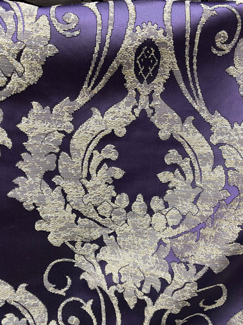 NEW Lord Tustin Brocade Upholstery & Drapery Satin Damask Fabric - Purple - Fancy Styles Fabric Pierre Frey Lee Jofa Brunschwig & Fils
