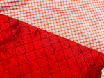 NEW Lady Florentine Designer 100% Silk Taffeta Plaid Tartan Fabric Duck Egg Blue and Red