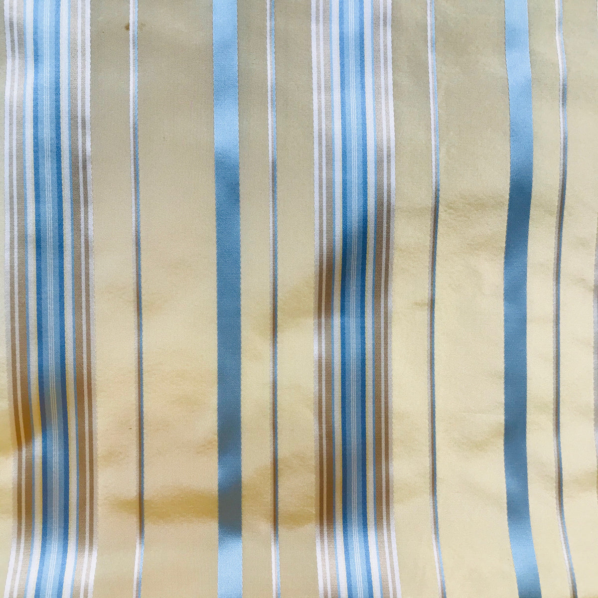 NEW Lady Grace 100% Silk Taffeta Fabric Butter Yellow and Blue Stripes - Fancy Styles Fabric Pierre Frey Lee Jofa Brunschwig & Fils