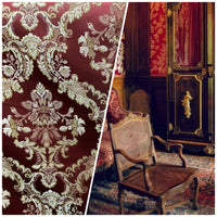 NEW Prince Lucas Designer Brocade Satin Damask Fabric- Red & Gold- Upholstery & Drapery - Fancy Styles Fabric Pierre Frey Lee Jofa Brunschwig & Fils
