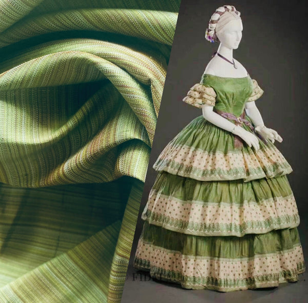 NEW! Lady Brittany 100% Silk Dupioni Green Microstripe Stripe Fabric - Fancy Styles Fabric Pierre Frey Lee Jofa Brunschwig & Fils