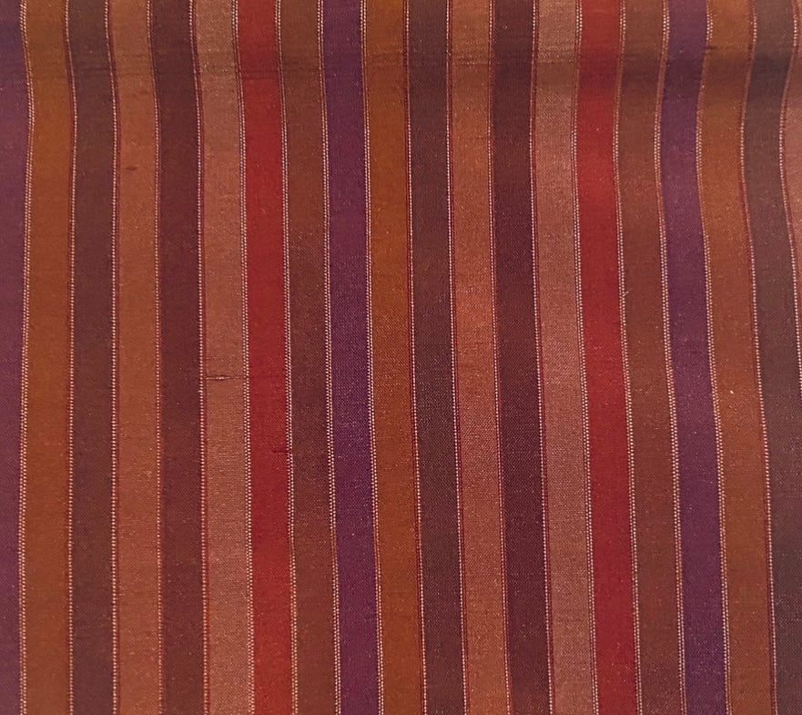 NEW Duchess Roxanne 100% Silk Taffeta Burgundy Brown Striped Fabric SB_1_53 - Fancy Styles Fabric Pierre Frey Lee Jofa Brunschwig & Fils