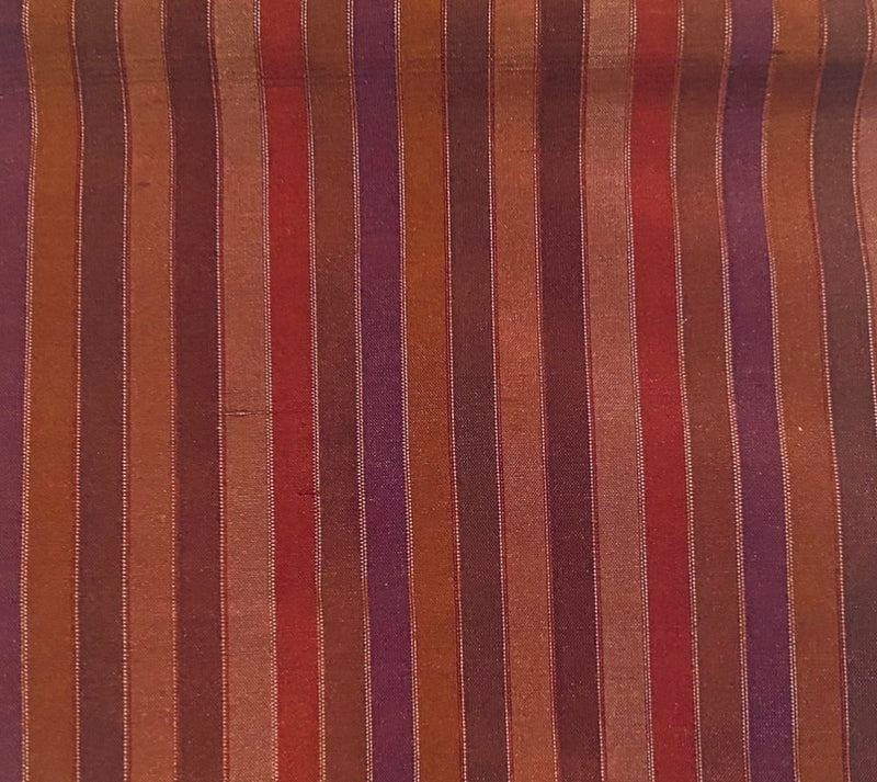 NEW Duchess Roxanne 100% Silk Taffeta Burgundy Brown Striped Fabric SB_1_53