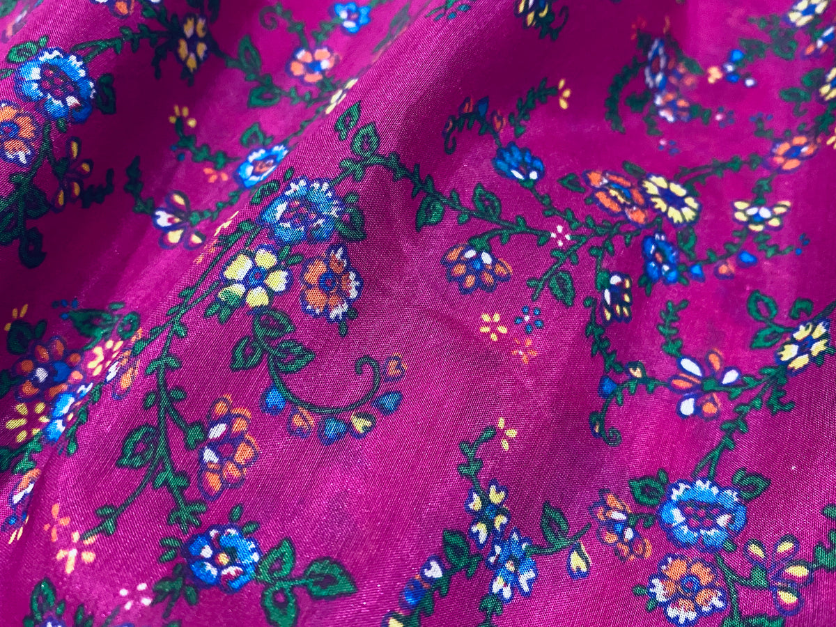 NEW Lady Astra Silk Cotton Blouse Floral Fabric - Magenta - Fancy Styles Fabric Pierre Frey Lee Jofa Brunschwig & Fils