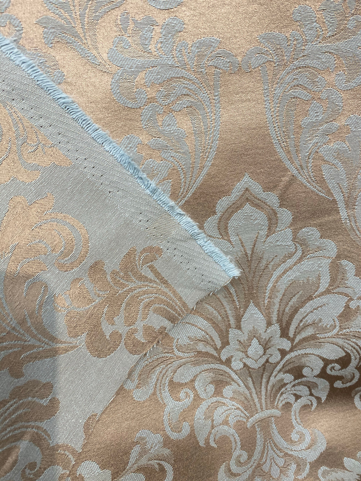 NEW! SALE! Princess Popper Satin Medallion Decorating & Upholstery Fabric - Blue and Beige Gold - Fancy Styles Fabric Pierre Frey Lee Jofa Brunschwig & Fils