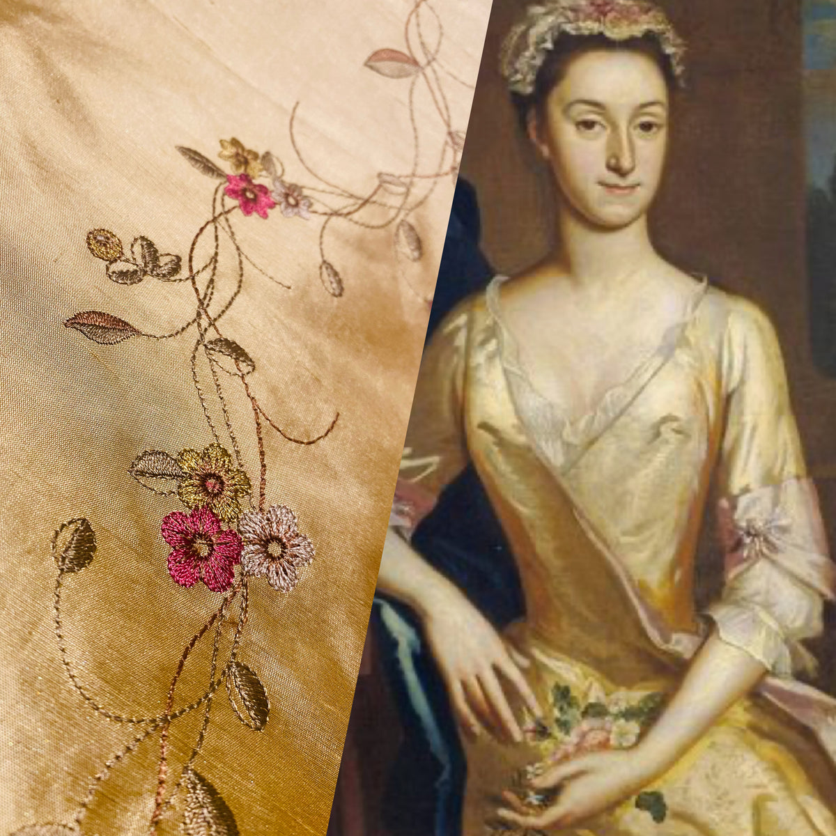 NEW! Duchess Rowena 100% Silk Dupioni Embroidery Floral Fabric- Golden Yellow SB_3_10 - Fancy Styles Fabric Pierre Frey Lee Jofa Brunschwig & Fils