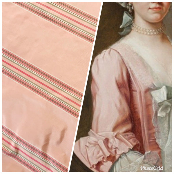 NEW Princess Josephine Designer 100% Silk Taffeta Stripes Fabric - Pink 55” Wide - Fancy Styles Fabric Pierre Frey Lee Jofa Brunschwig & Fils