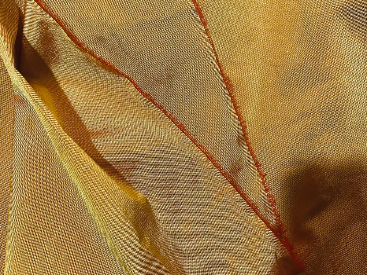 NEW Lady Frank Light Designer “Faux Silk” Taffeta Fabric Made in Italy Yellow with Red Iridescence - Fancy Styles Fabric Pierre Frey Lee Jofa Brunschwig & Fils