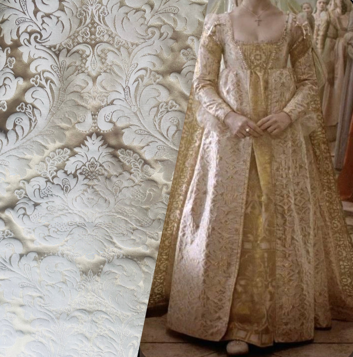 NEW Prince Liam 100% Silk Satin Taffeta Jacquard Medallion Fabric - Light Gold - Fancy Styles Fabric Pierre Frey Lee Jofa Brunschwig & Fils