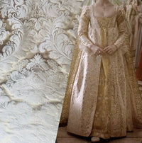NEW Prince Liam 100% Silk Satin Taffeta Jacquard Medallion Fabric - Light Gold - Fancy Styles Fabric Pierre Frey Lee Jofa Brunschwig & Fils