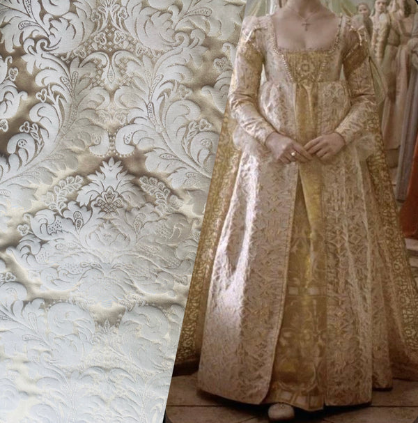 NEW Prince Liam 100% Silk Satin Taffeta Jacquard Medallion Fabric - Light Gold - Fancy Styles Fabric Pierre Frey Lee Jofa Brunschwig & Fils