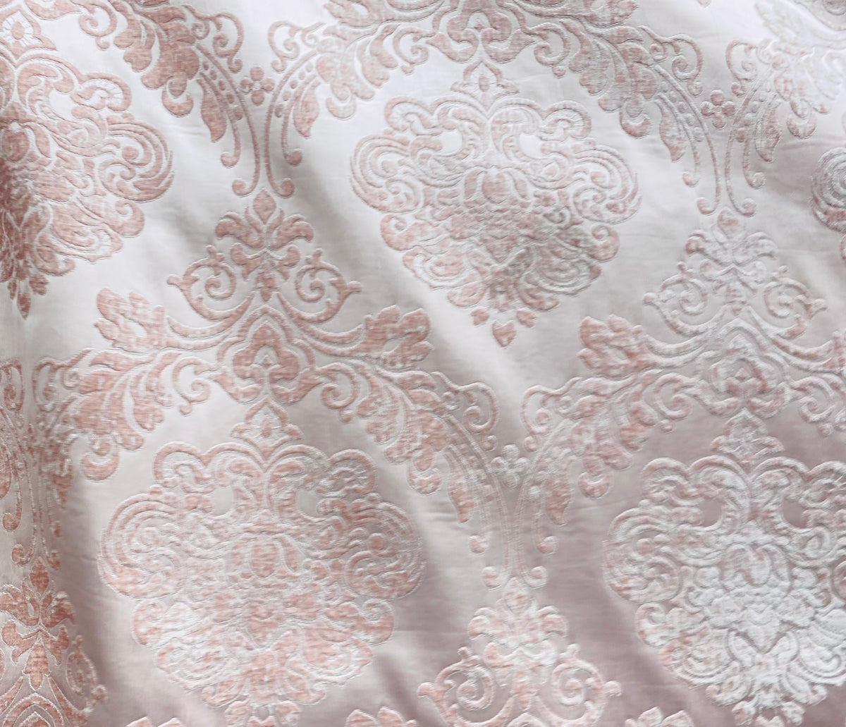 NEW King Julius Designer Brocade Satin Burnout Chenille Velvet Fabric - Light Pink - Fancy Styles Fabric Pierre Frey Lee Jofa Brunschwig & Fils