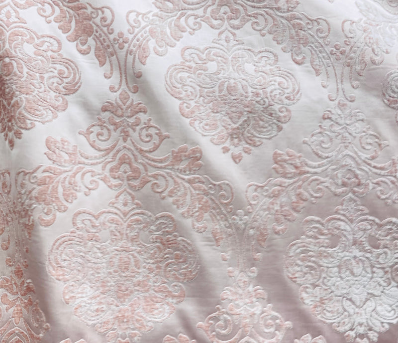 NEW King Julius Designer Brocade Satin Burnout Chenille Velvet Fabric - Light Pink