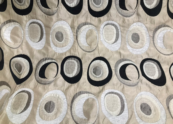 SALE! NEW Designer Burnout Chenille Upholstery Geometric Fabric - Taupe Black Ivory BTY - Fancy Styles Fabric Pierre Frey Lee Jofa Brunschwig & Fils
