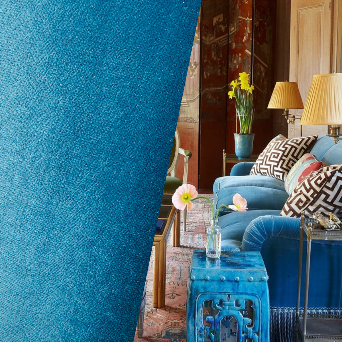 NEW! Prince Burgess - Designer Soft Heavyweight Velvet Fabric - Turquoise- Upholstery BTY - Fancy Styles Fabric Pierre Frey Lee Jofa Brunschwig & Fils