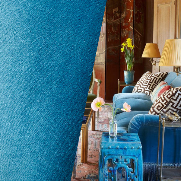 NEW! Prince Burgess - Designer Soft Heavyweight Velvet Fabric - Turquoise- Upholstery BTY - Fancy Styles Fabric Pierre Frey Lee Jofa Brunschwig & Fils
