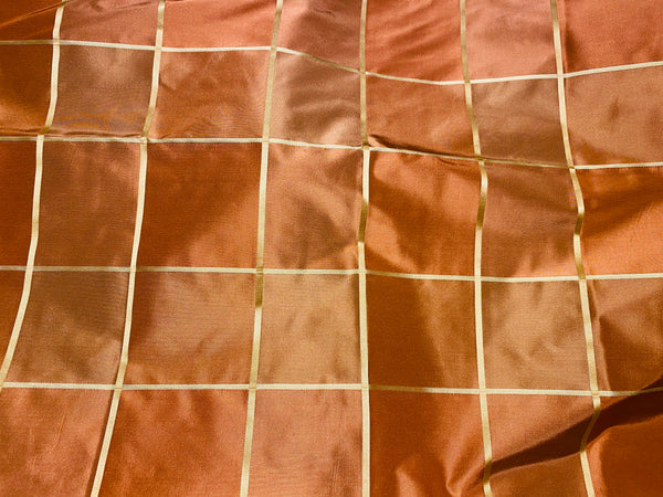 NEW Contessa Lucia 100% Silk Taffeta Plaid Tartan Burnt Peach Fabric SB_6_24 - Fancy Styles Fabric Pierre Frey Lee Jofa Brunschwig & Fils