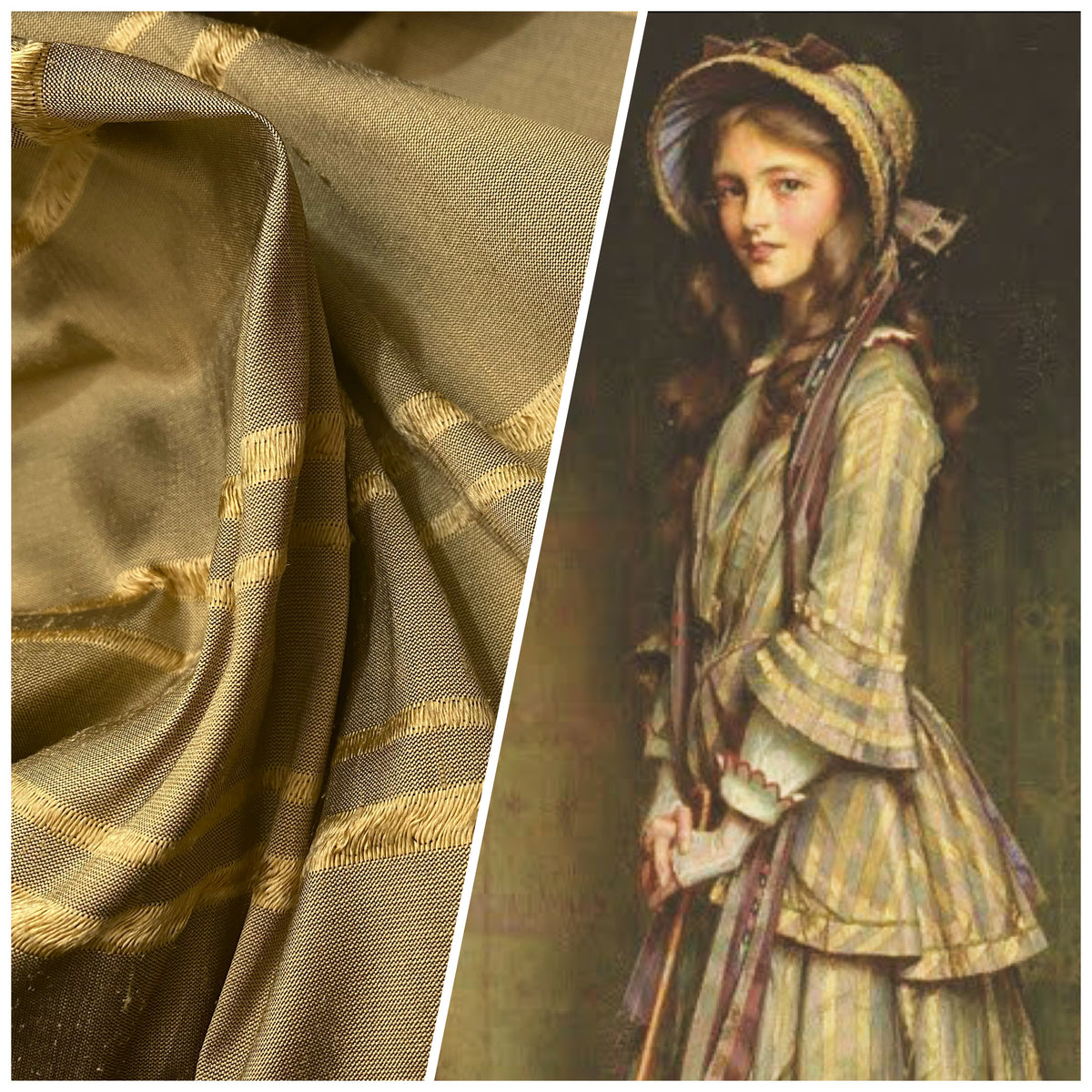 NEW Duchess Mendez Taupe and Gold Stripe 100% Silk Dupioni Fabric - Fancy Styles Fabric Pierre Frey Lee Jofa Brunschwig & Fils