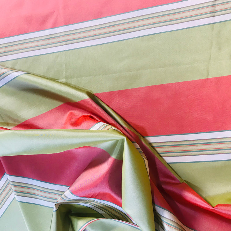 NEW Lady Sophia 100% Silk Taffeta Fabric - Pink And Green Stripe - Fancy Styles Fabric Pierre Frey Lee Jofa Brunschwig & Fils