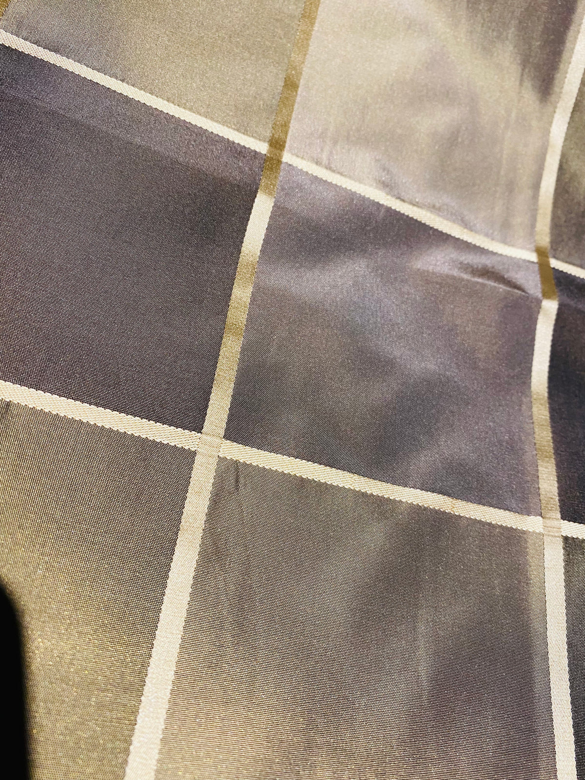 NEW Contessa Lucia 100% Silk Taffeta Plaid Tartan Gold and Old Gold Fabric SB_6_26 - Fancy Styles Fabric Pierre Frey Lee Jofa Brunschwig & Fils